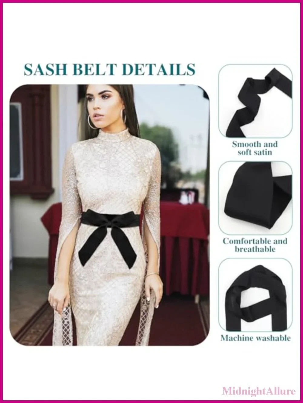 Satin Sash Belt Long Wide Waist Tie for Women Dress Bridal Bridesmaid Prom